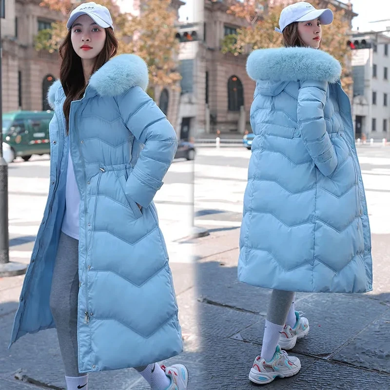 Daunen Baumwoll jacke Frauen Herbst Winter neue Mode Taille vielseitige lässige gepolsterte Mantel weibliche Pelz kragen Kapuze dicke Parkas