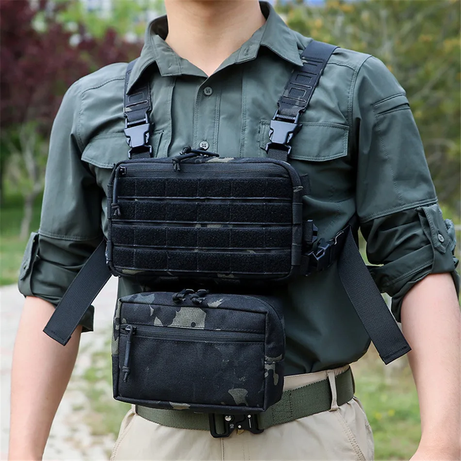 Outdoor Quick Release Tactical Vest Bag 1000D CS Games Chest Rig Airsoft Pouch Holster Hiking Hunting Motorcycle Molle Backpack