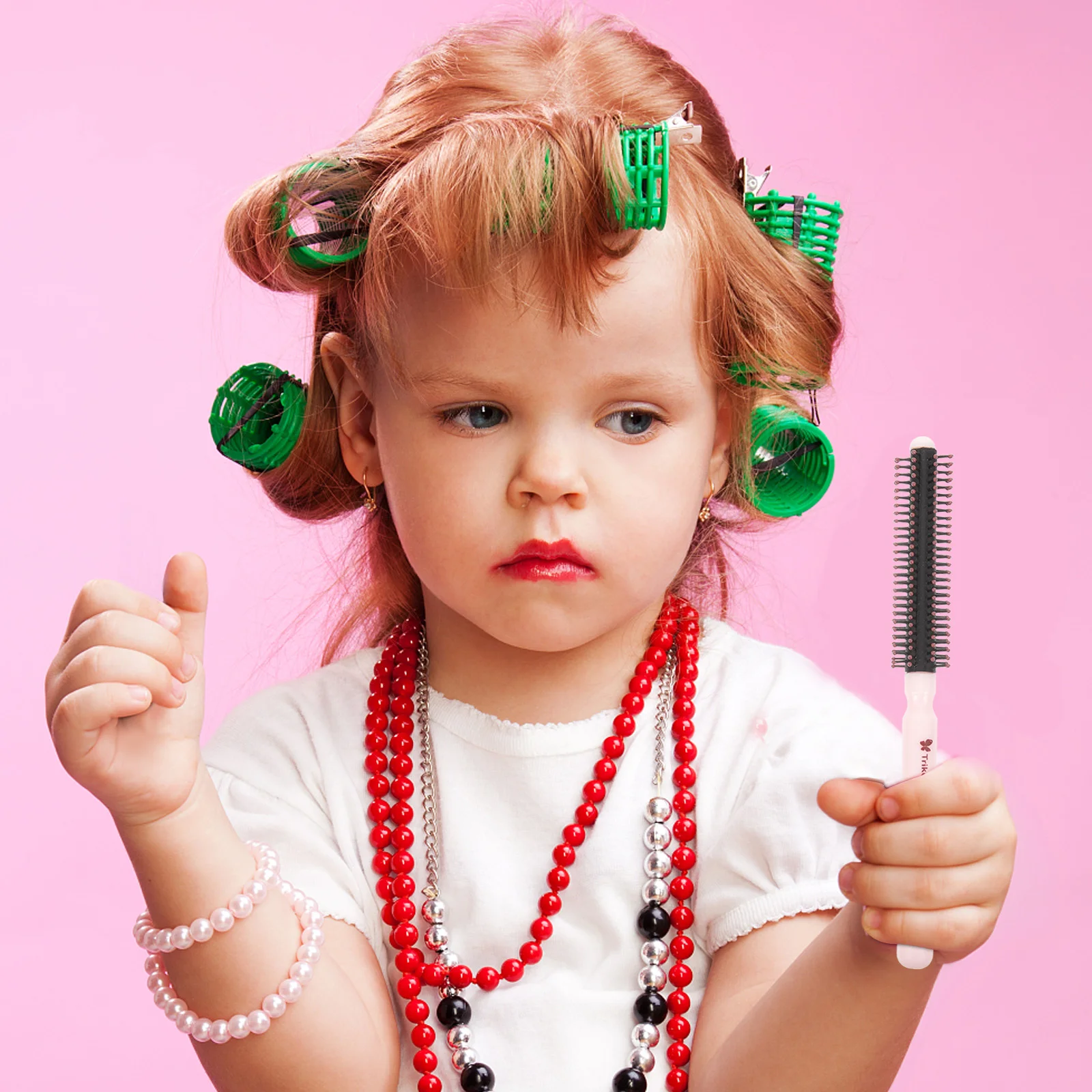 Mini Stijltang Föhnen Borstel Haarborstels voor Vrouwen Curl Training Peuter Baby