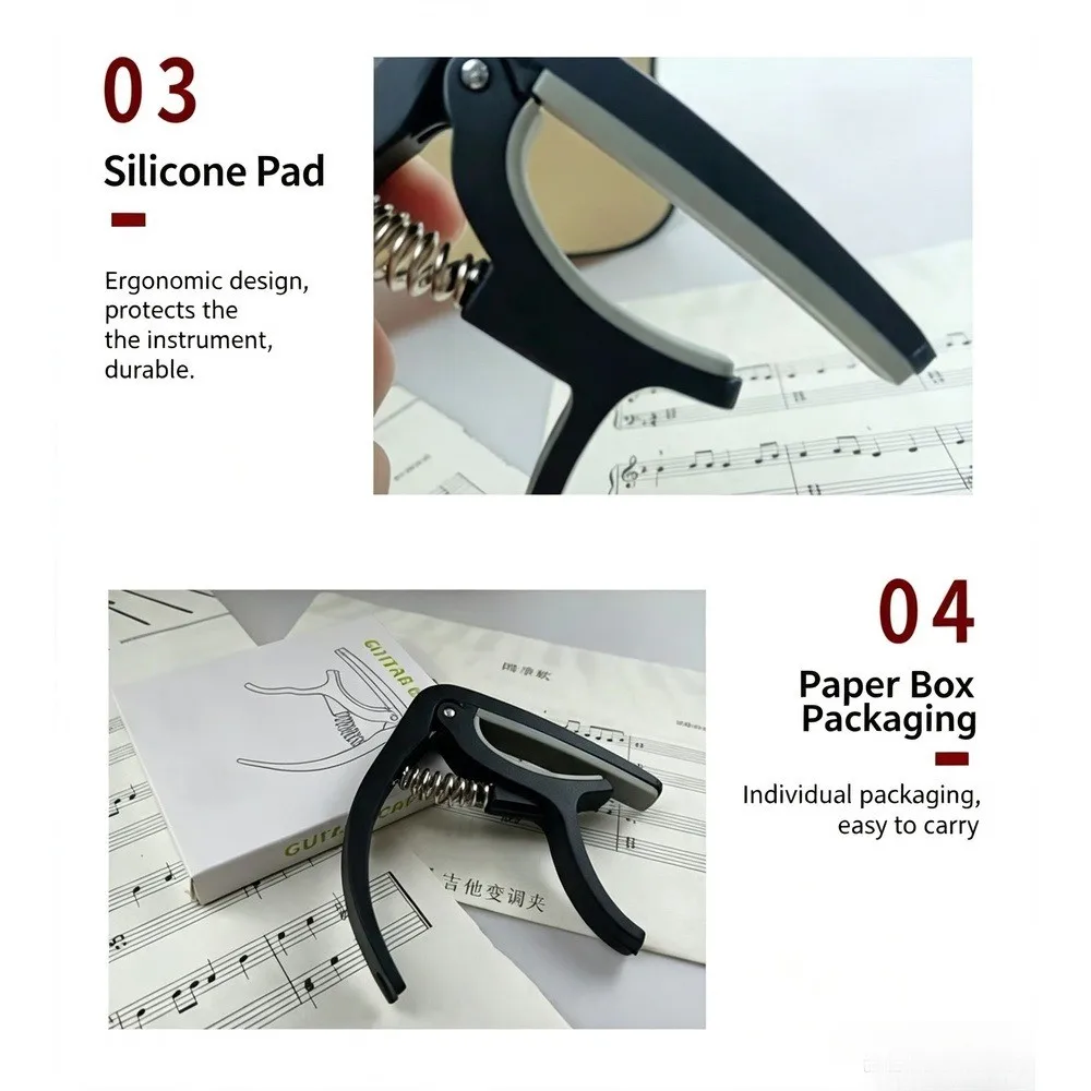 2 in 1 Guitar Capo with Bridge Pin Puller, ABS Plastic Quick Change Capo for Acoustic Guitar, Folk Guitar & Ukulele, Black view 4