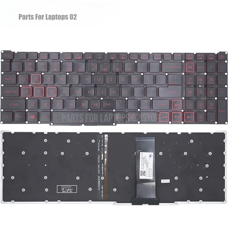 p Replacement US Keyboard for Acer Predator Helios 300 PH315-52 PH315-53 / AN515-43 AN515-54 Red Frame with Backlit