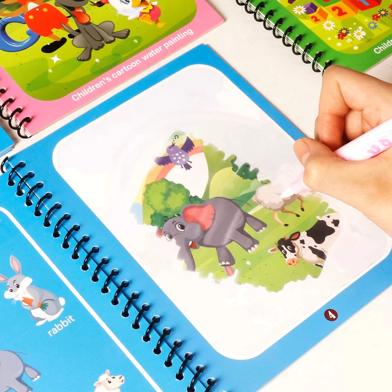Giocattoli Montessori per bambini Libri di disegno ad acqua magica Giocattoli di pittura Libri da colorare riutilizzabili con penna Giocattoli educativi per regalo per bambini