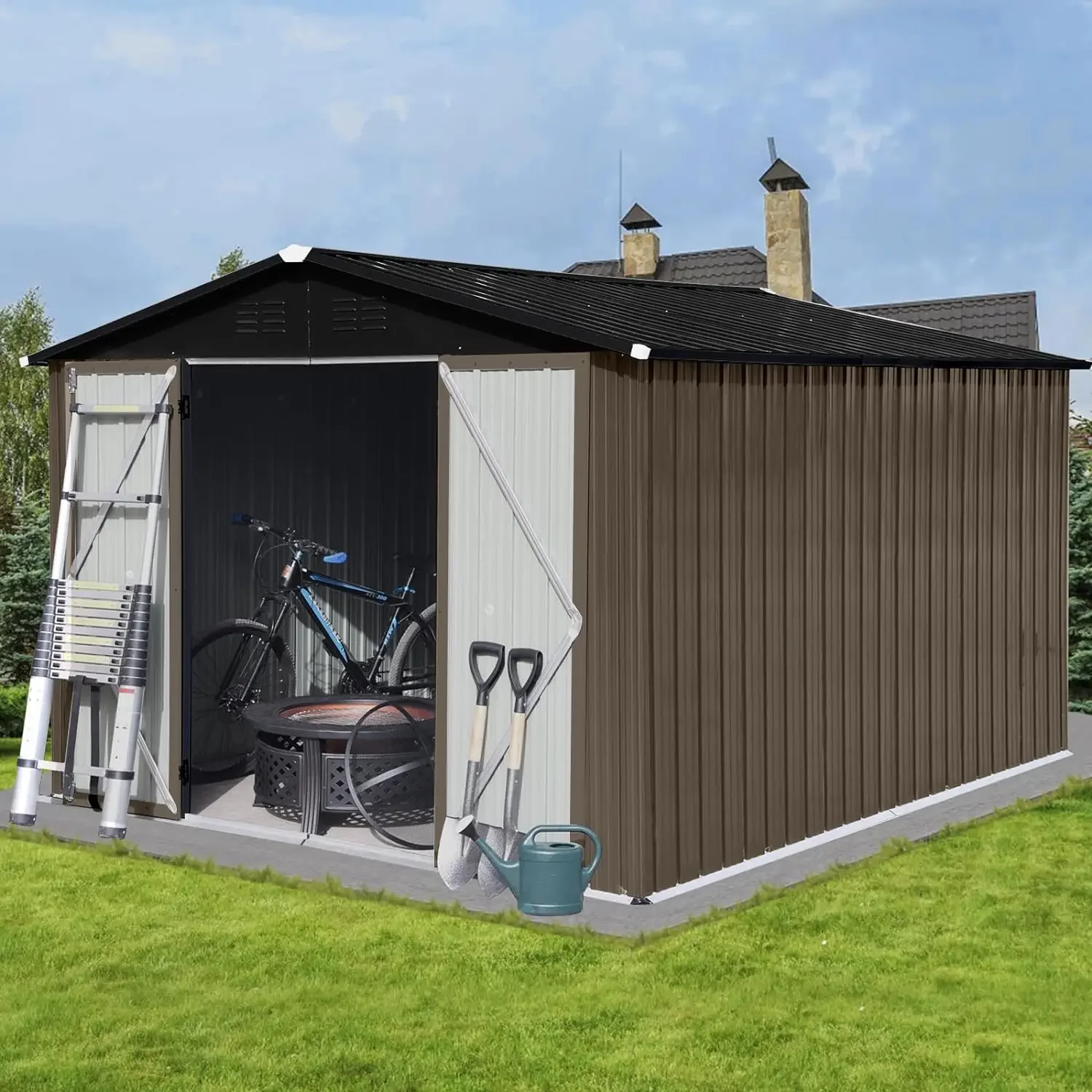 

Tools Storage Shed Outdoor Garden Shelter Prefabricated Warehouse Lawnmowers Sheds Buildings Supplies Home