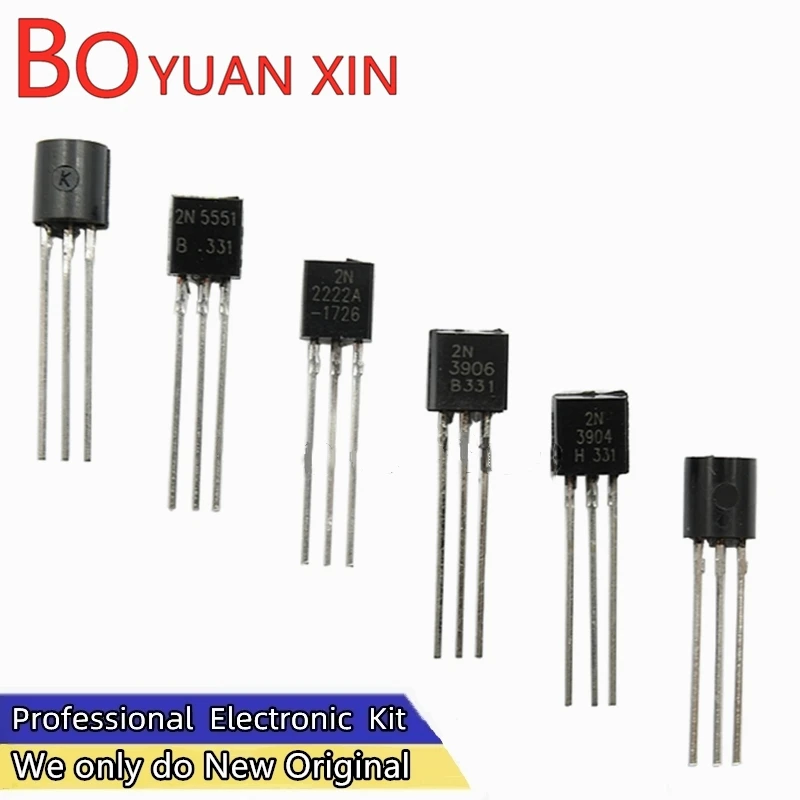 50pcs 2N2222 2N2907 2N3904 2N3906 2N4401 2N4403 2N5401 2N6517 2N5551 2N7000 S8050 S8550 SS8050 SS8550 TO-92 Transistore Triodo