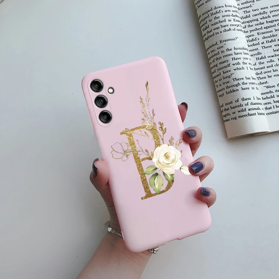 For Samsung Galaxy A24 4G Fashion Case Pink Black Matte Silicone Letters Phone Case For Samsung A24 A 24 4G SM-A245F Back Cover