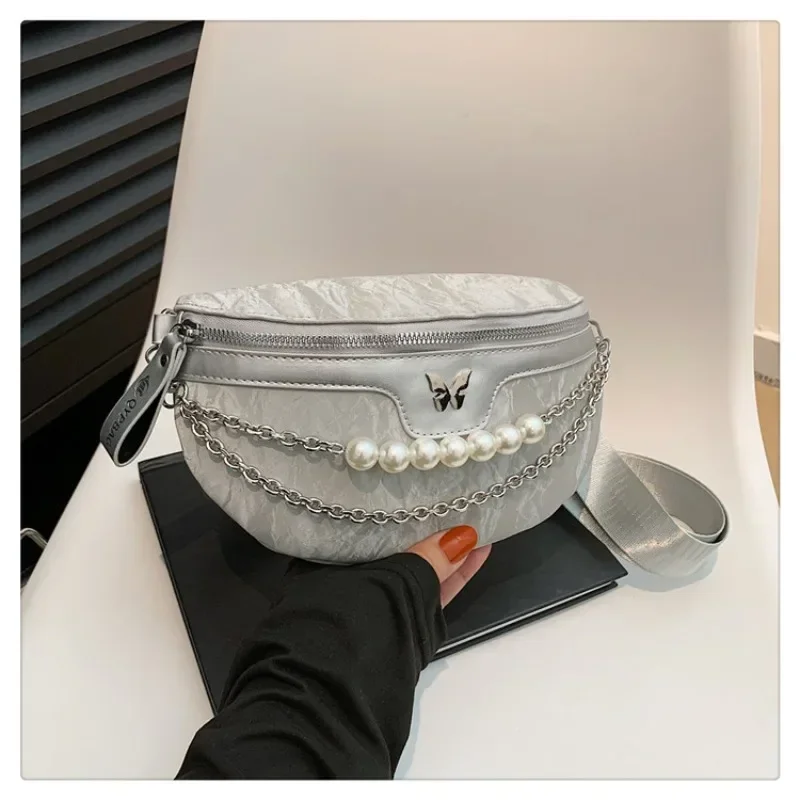 

Versatile PU Beading Waist Packs Zipper 2024 Hot Sale Bow Casual Soft Popular Trend Simplicity Women's Crossbody Bags