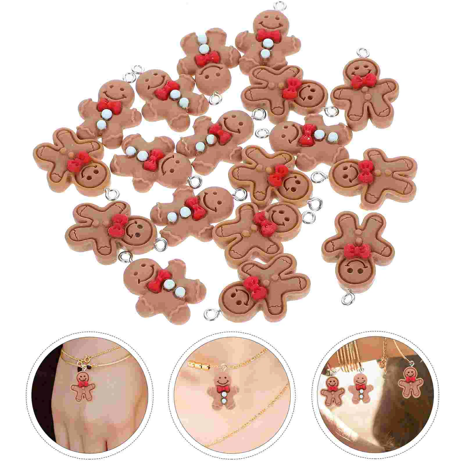 20 Pcs Food Biscuits Cookies Charms Bracelet Ornaments Man DIY Hair Clips Dangle Earrings