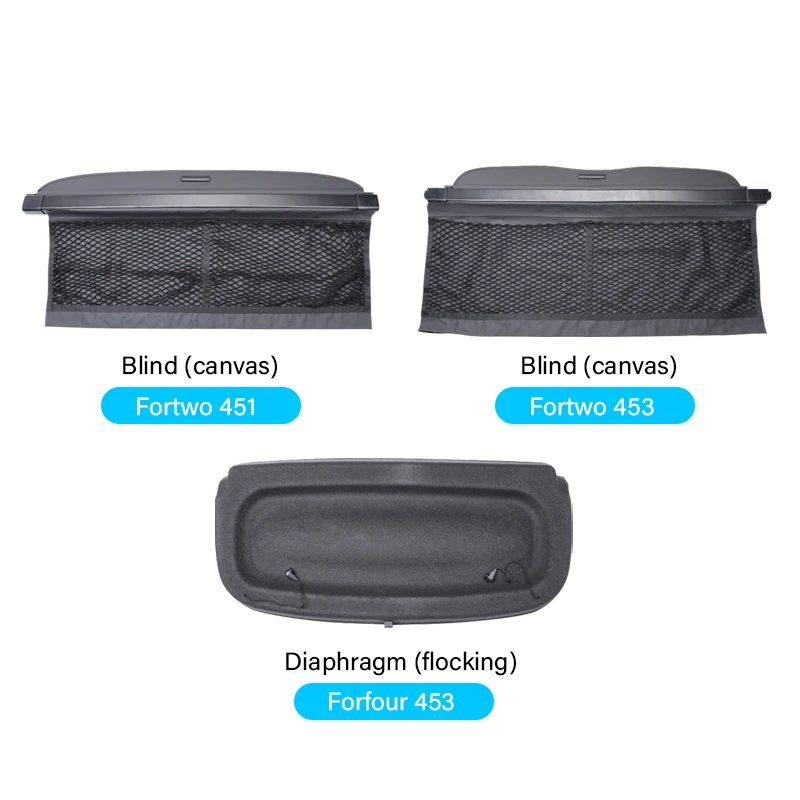 For Smart Fortwo 451 Forfour 453 2019 2018 2017 2016 2015 2014 2013 Trunk Curtain Cover Trunk Storage Bag Net Trunk Cargo Cover