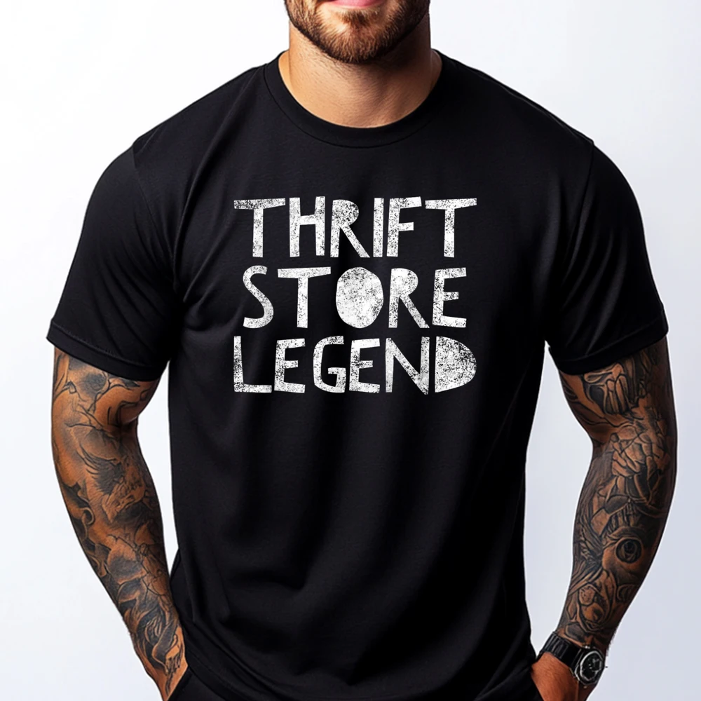 

Thrift Store Legend Thrifty Shopper Quote Humor White T Shirt Men New In Tops And T-Shirts T Shirts Street