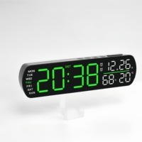 Bedside Snooze LED Alarm Clock with Daylight Saving Time Electric Timer Temperature Humidity Clock with /calendar/week Display