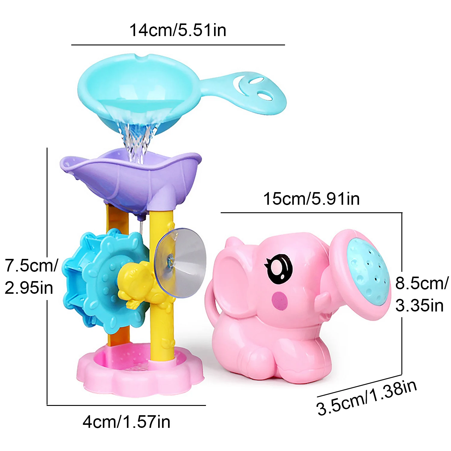 Juego de juguetes de baño de rueda de agua para niños, juego de baño de Color aleatorio, lechón interactivo, regadera de ducha de elefante, juguetes de agua