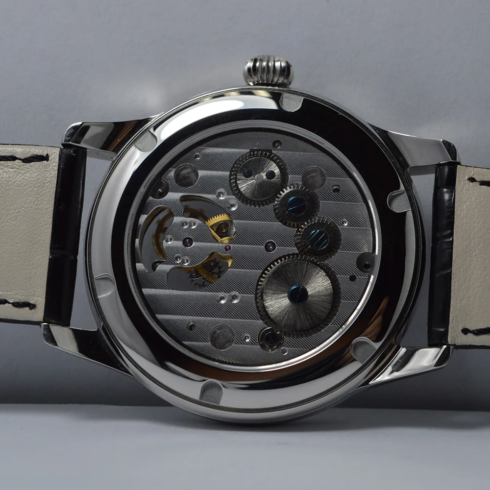 Tourbillon Watch Men ST8000 Hand Wind Mechanical Wristwatch Luxury 42mm Mother of Pearl Dial Stainless Steel Clocks Reloj Hombre