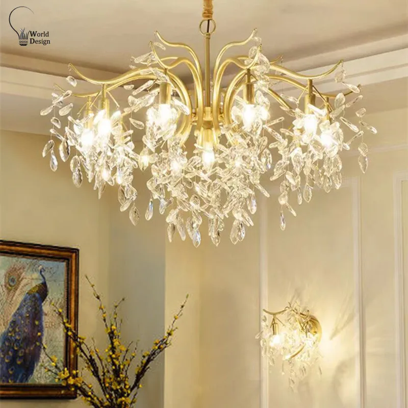 Europe LED Crystal Chandeliers Gold Chandelier Luxury Lighting Kitchen Dining Living Room Bedroom Lamp Lustre Pendant