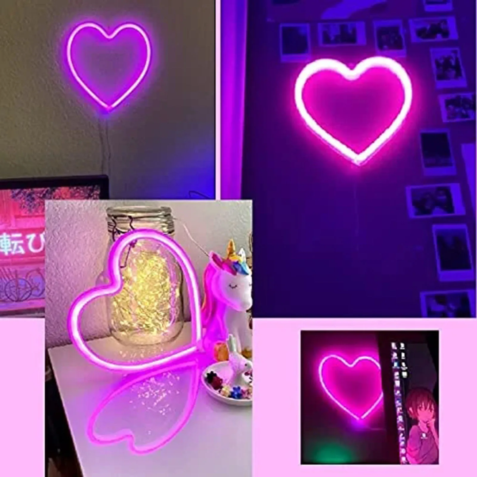 Battery/USB LED Neon Light Wall Decoration Butterfly Lightning Heart Neon Sign Night Light for Kids Bedroom Wedding Party Gift