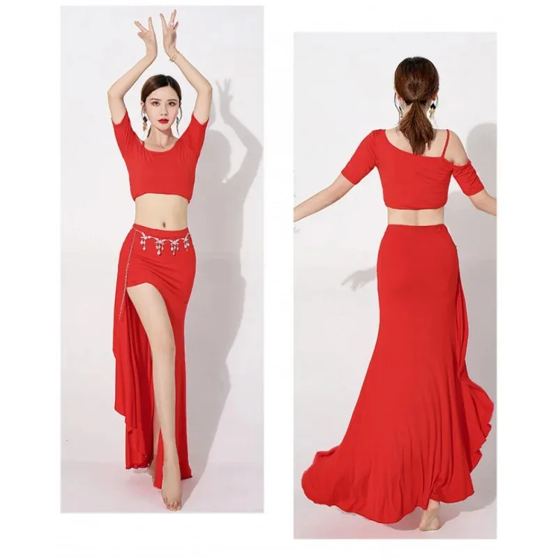 Women Oriental Practice Belly Dance Costume Lady Bellydance Skirt Stage Performance Adult Crop Top Skirt Clothes Set