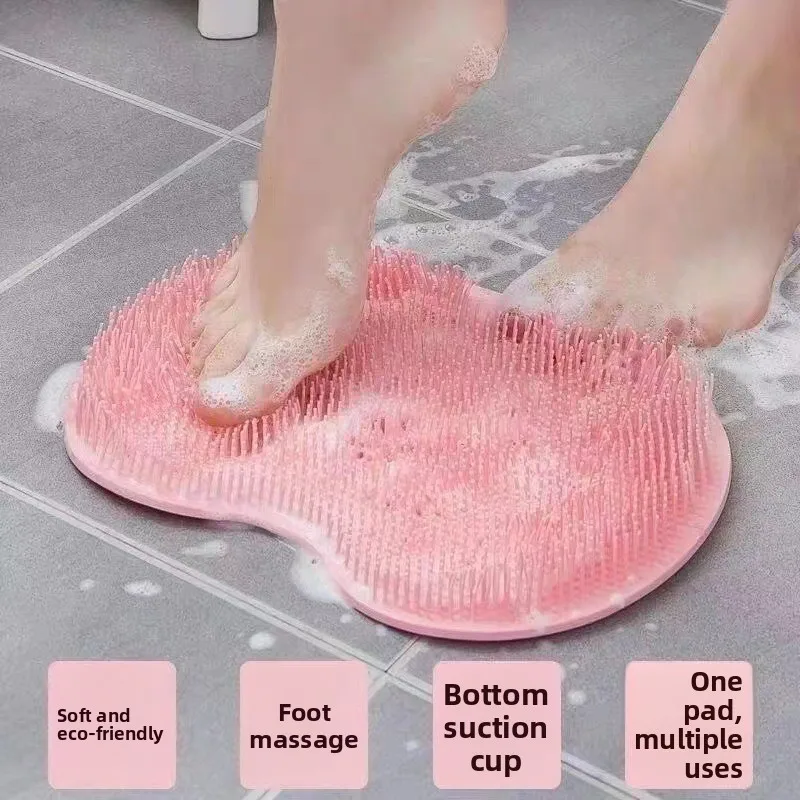 Shower Foot Scrubber Mat Suction Cup Non Slip Tpe Foot Massager Pad Exfoliating Dead Skin Cleaner For Bathroom Floor Back Scrub
