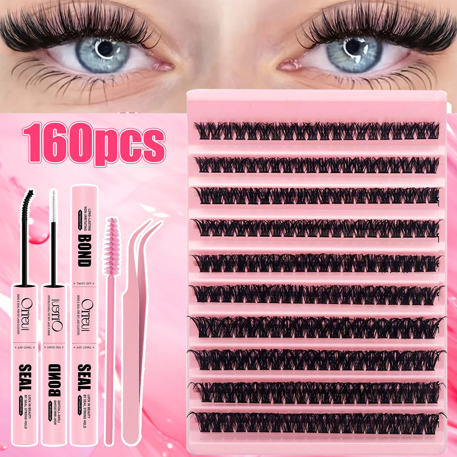 800-teiliges DIY-Wimpern-Set 30D 40D 50D 60D D-Curl 8-18mm gemischte Längen Einzelne falsche Wimpern mit Klebstoff, Versiegelung und Pinzette – Detail 8