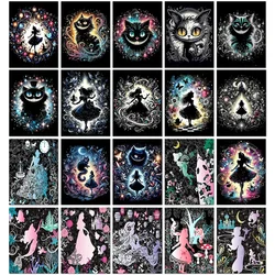 Disney Alice in Wonderland Diamond Painting Cheshire Cat Cartoon Cross Stitch Mosaic Kit Full Round/Square Drills DIY Art Decor