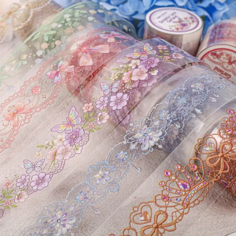 1roll/3x200cm Vintage European Style Lace Border Washi Tape 1Roll, Aesthetic Decor for Journal Collage, Album & Card Crafting