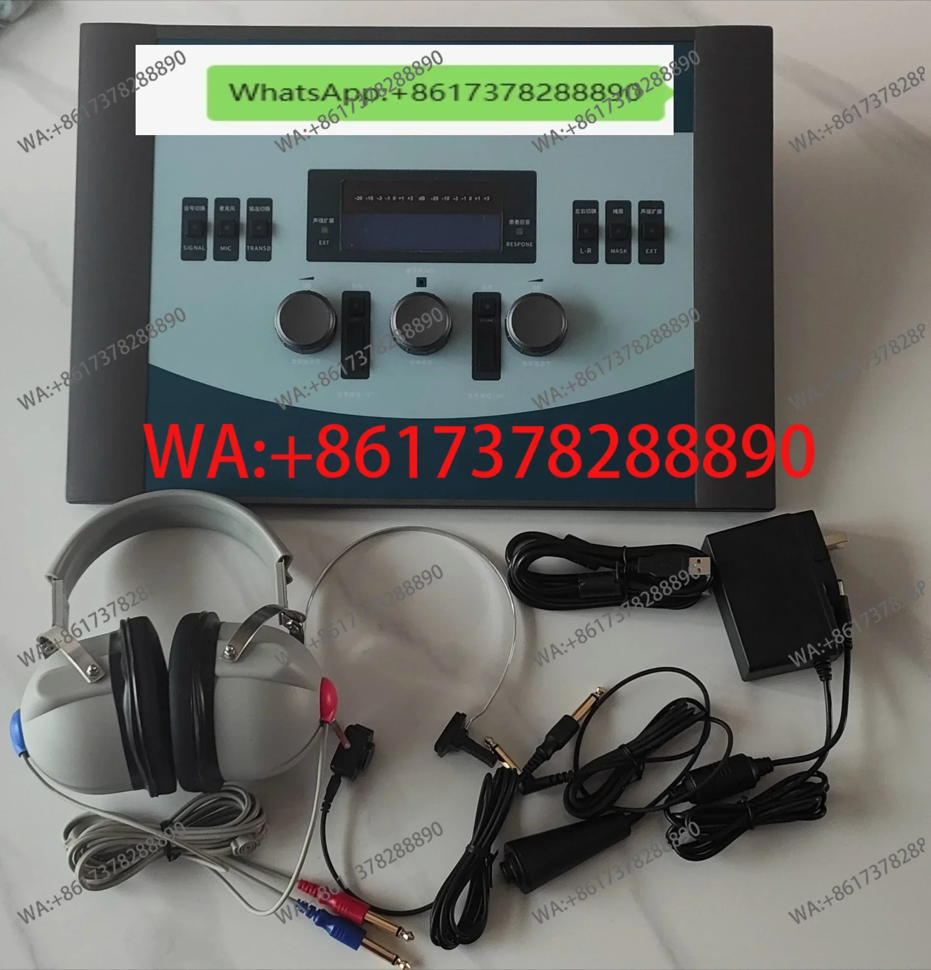 Pure tone audiometer, audiometer, electric audiometer, pure tone hearing, with air conduction and bone conduction earphones