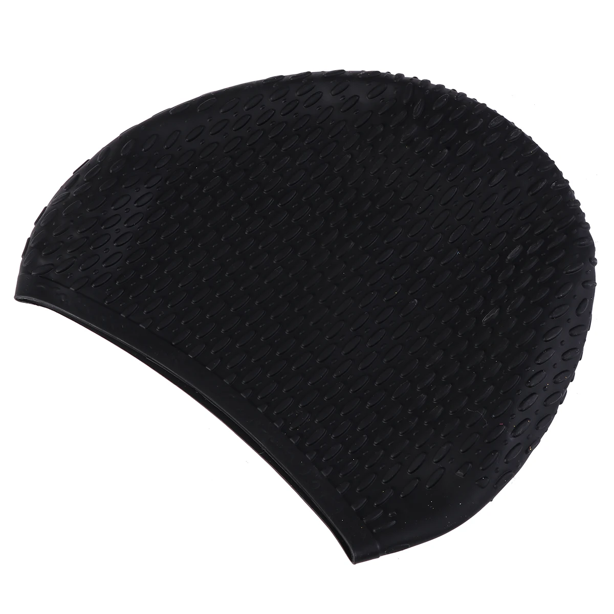 

Unisex Swimming Cap Waterproof Silicone Black Reduces Pressure Large Size for Hair