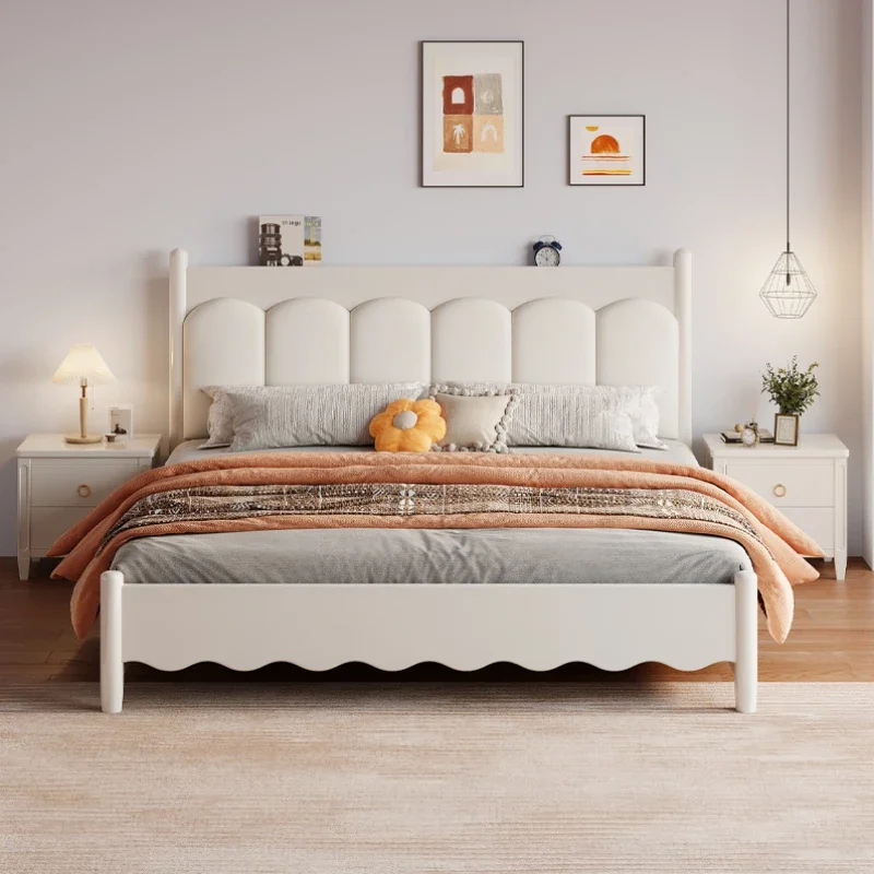 Nordic Princess Luxury Double Bed Hand Carved Master Human Modern Double Bed Soft Bedframe Wood Cama Matrimonial Furniture