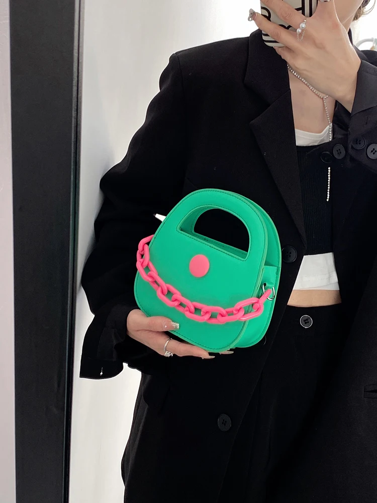 

Designer Handbag Spring/Summer Colored Acrylic Chain PU Crossbody Bag Japan/Korea Fashion Leisure Shopping Single Shoulder Bag