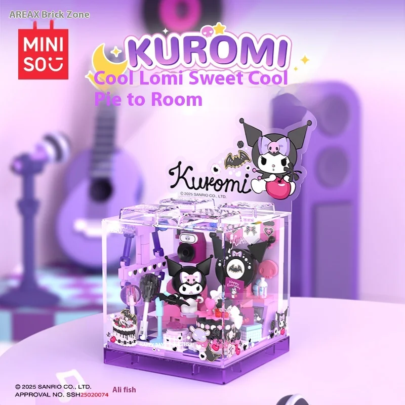MINISO Sanrio Hello Kitty bouwstenen - DIY Kawaii Mini Shop Box Set, verzamelcadeau voor meisjes met LED-decor