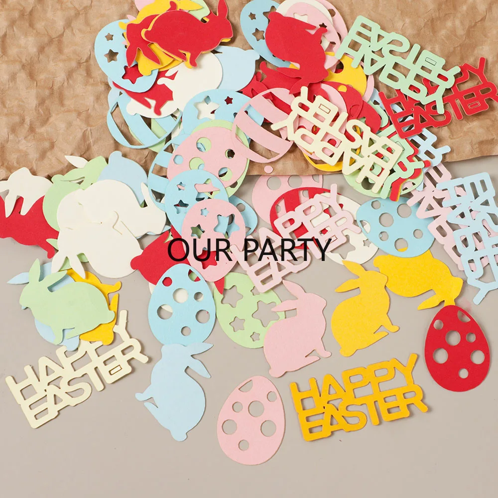 100Pcs/Bag Colorful Rabbit Egg Paper Confetti Table Scatter for Kids Happy Easter Theme Birthday Baby Shower Party Decoration