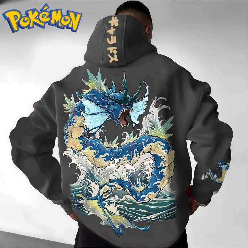 

Pokémon Men's New Hoodie 2025 Autumn/Winter Anime Gyarados Print Loose Street Casual Daily Wear Japanese Original Jumper Top