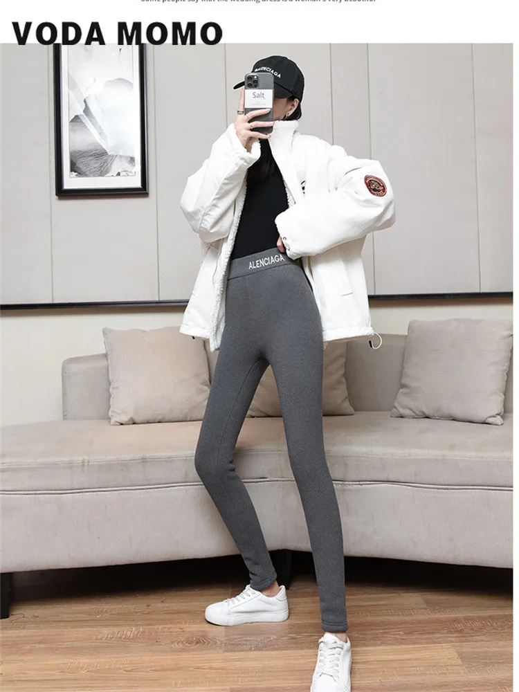 Winter Warm Lambwool Leggings Women Fleece Lined Thermal Tights Ankle-Length Pants Female Hight Waist Skinny Fitness Leggings