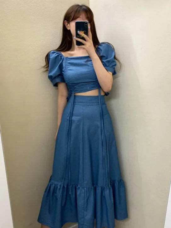 طقم توب وتنورة قصيرة مكون من قطعتين بتصميم سينسيشن مجموعة شبابية بحجم صغير مجموعة أزياء الربيع النسائية #5