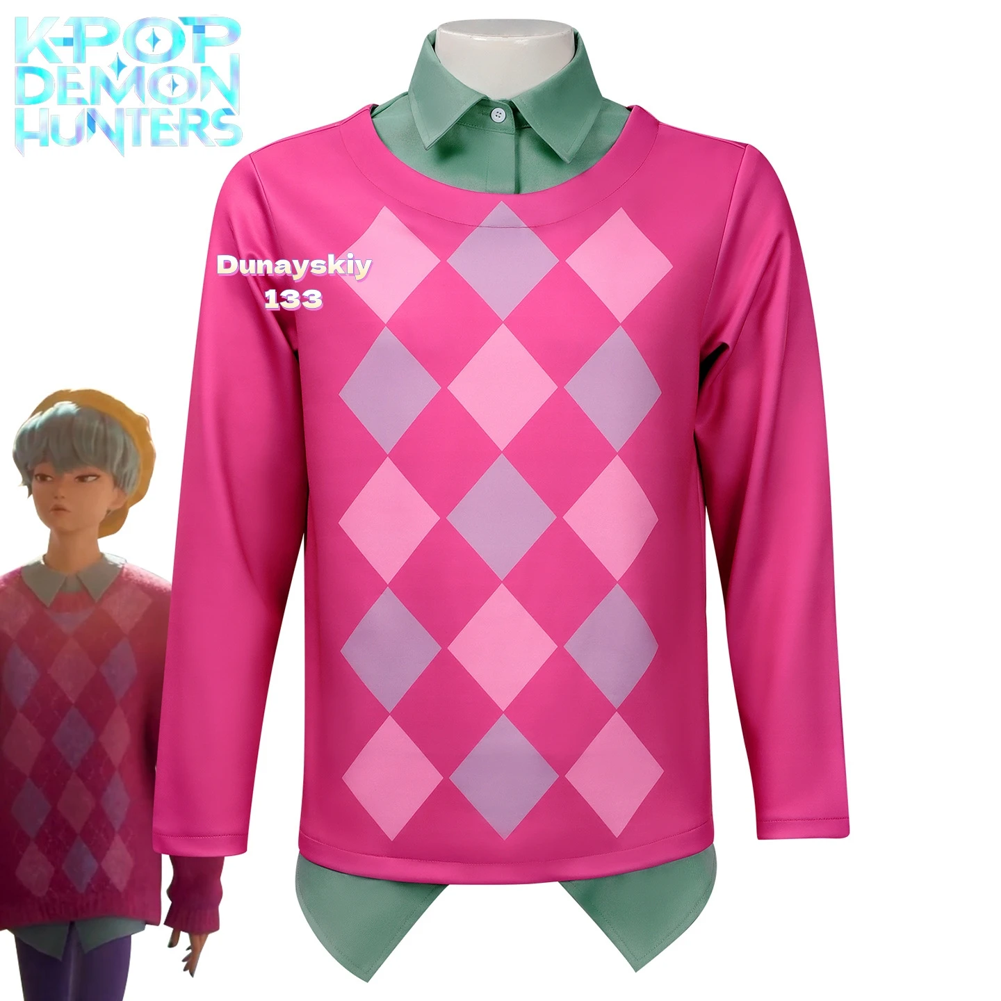 Детский костюм для косплея из фильма Saja KPOP Demon Hunters, парик Эбби Юни в комплекте, идеально подходит для вечеринки на Хэллоуин, загадочные романтические костюмы