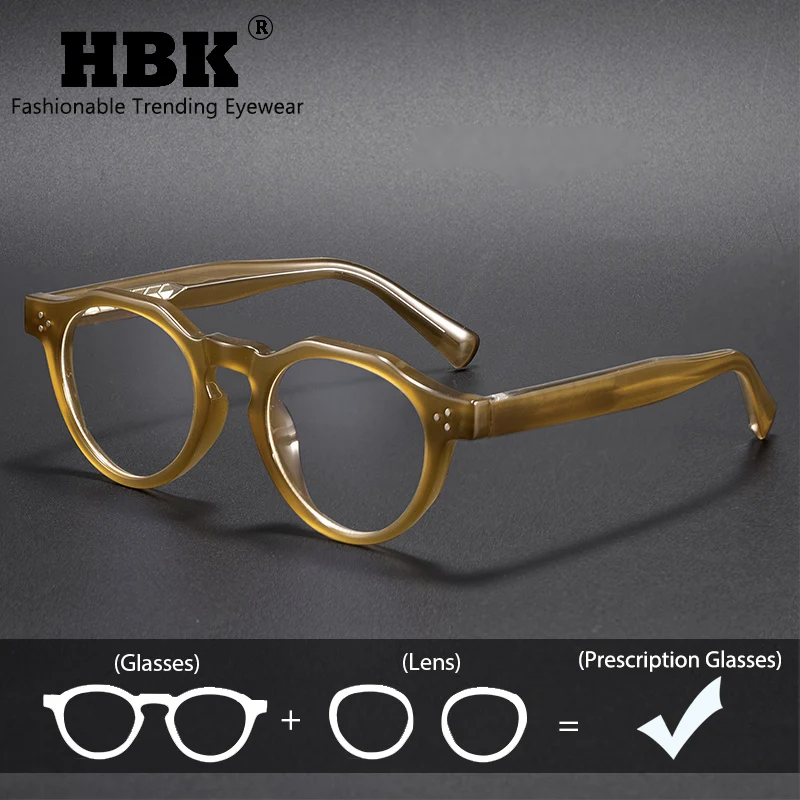 

HBK Ретро мужские оптические очки с круглыми линзами, очки для близорукости по рецепту, частные индивидуальные очки для чтения с блокировкой синего света