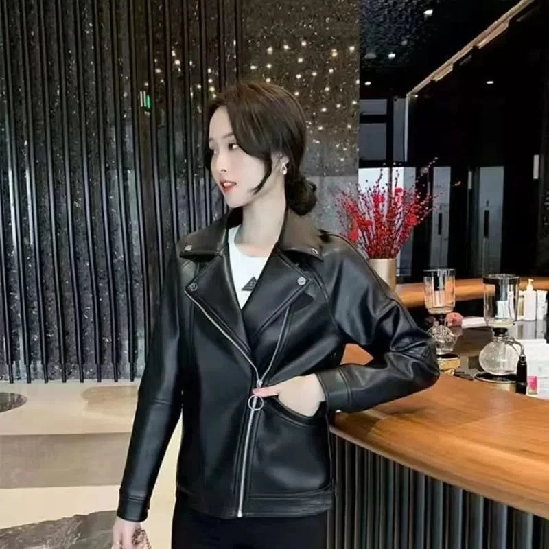 Women PU Leather Jacket 2023 Spring Autumn Winter Leather Coat Female Korean Large Size Winter Add Velvet Thicken Leather Jacket