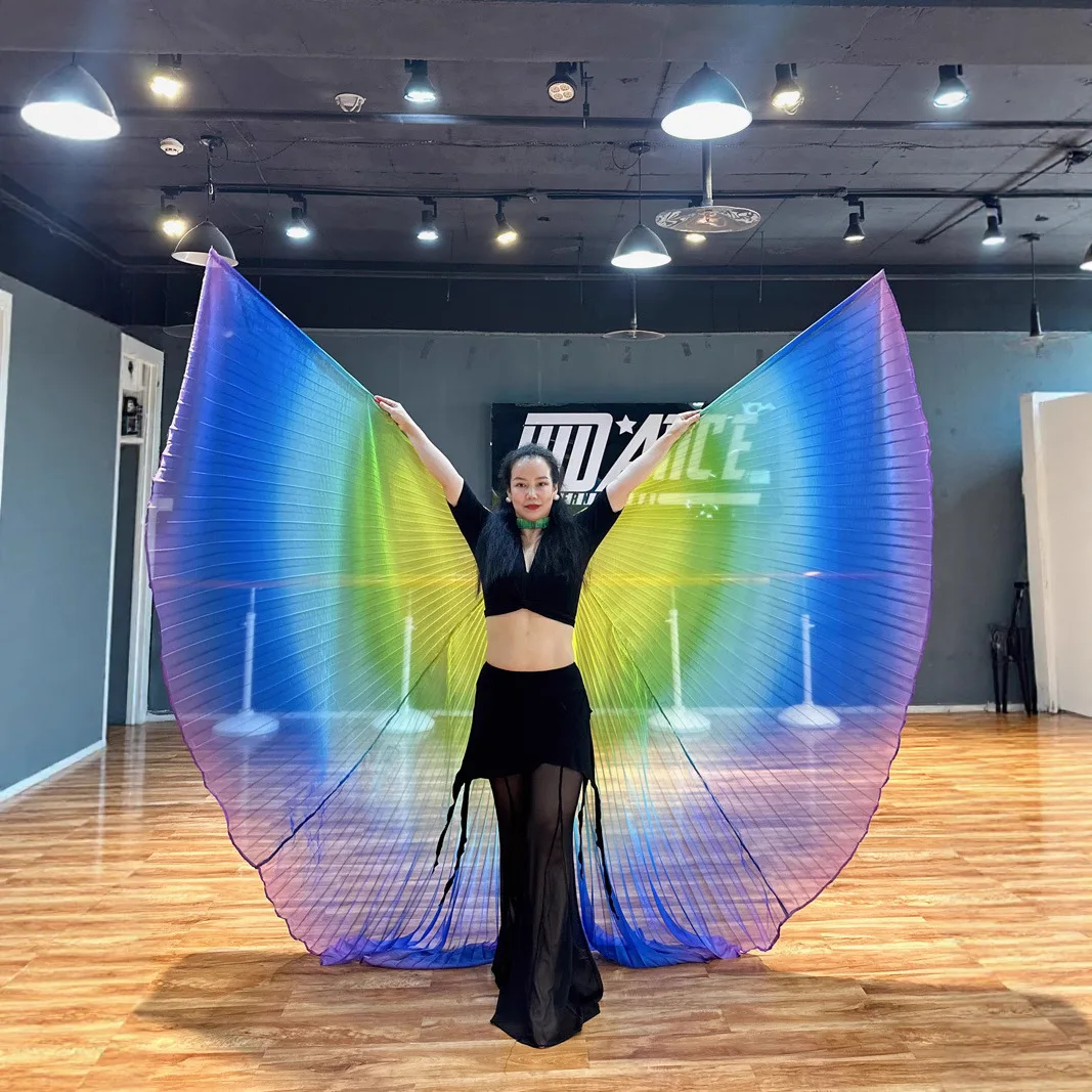 الرقص الشرقي أجنحة قوس قزح إكسسوارات الرقص جناح الفراشة للنساء البالغات مرحلة الأداء دعائم الرقص الذهبي الشفاف #3