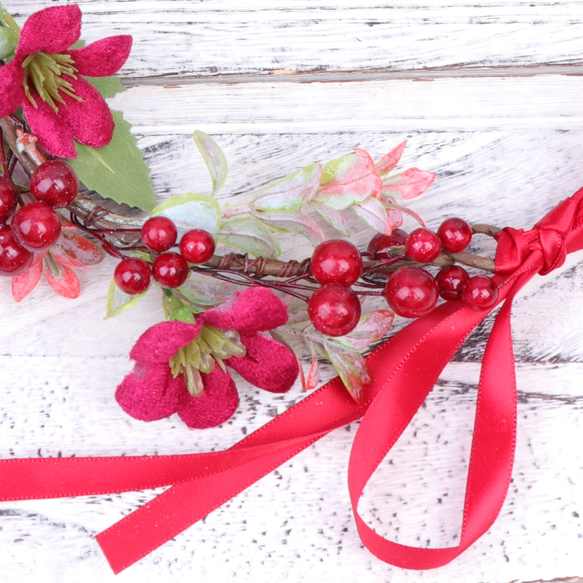 

Christmas Wreath Garlands Floral Hair Wedding Bride Simulation Flower Headwear Headpiece Bridal