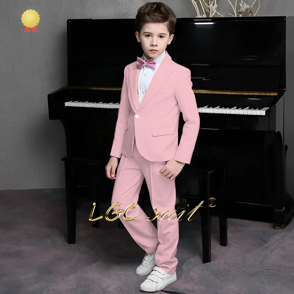 Boy\'s wedding performance pink customized suit 2-piece suit (blazer and trousers) suitable for children aged 2 to 16 years old