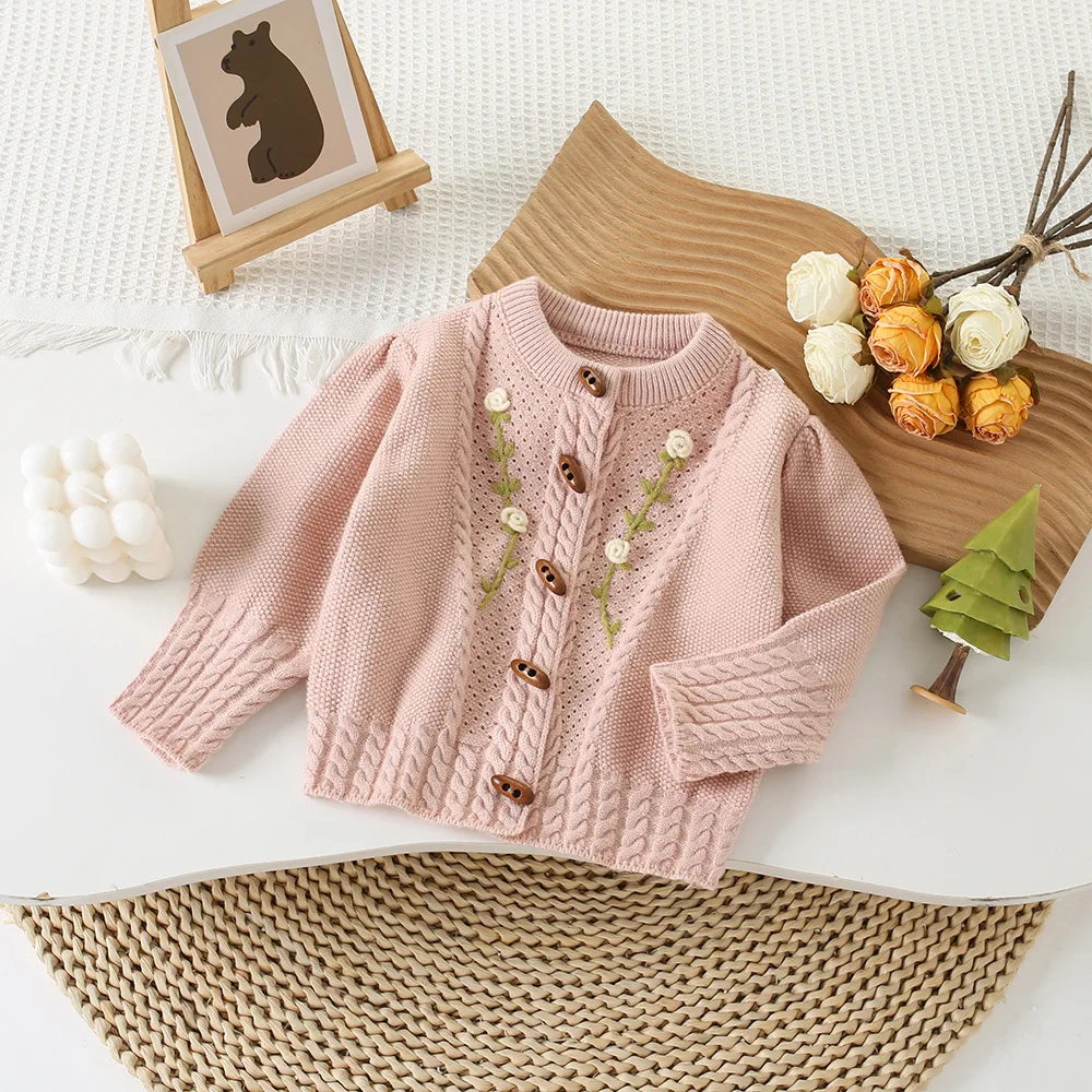 

Girls Woolen Jersey Sweaters Spring Autumn 2024 Children Knitted Coats For Baby Girl Clothes Tops Outerwear Kids Jackets 4 5 6Y