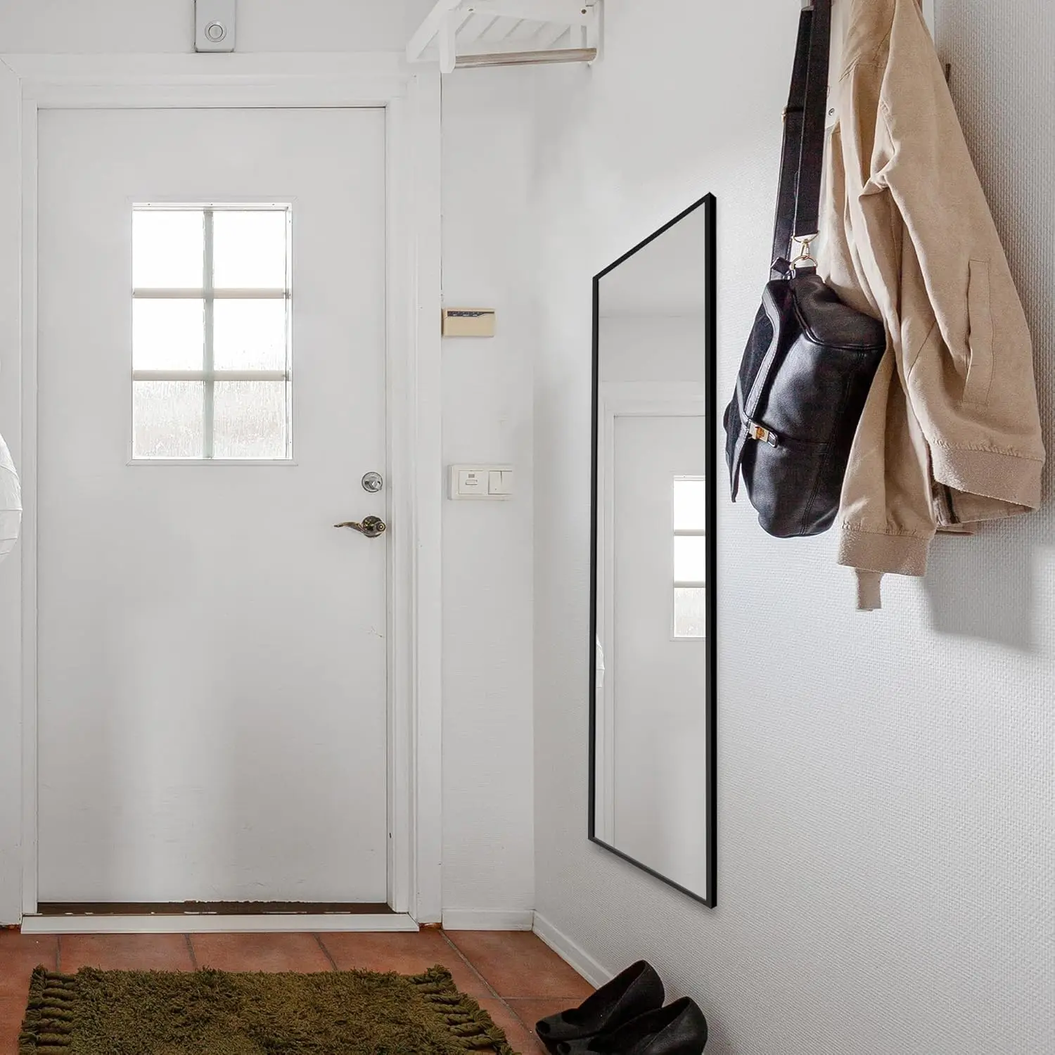 مرآة حائط XMSJ كاملة الطول، مرآة قائمة لكامل الجسم، مرآة أرضية كبيرة لباب الحائط وغرفة النوم وغرفة المعيشة والحمام