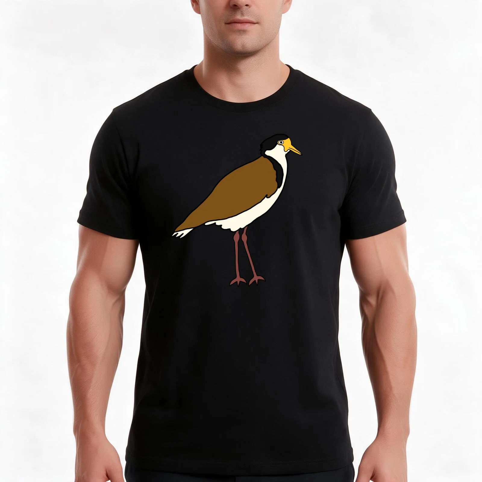 Plover on White T-Shirt, Summer Casual Cotton Tee, Oversized Streetwear Tops, Vintage Graphic Print, Loose Fit Short Sleeve