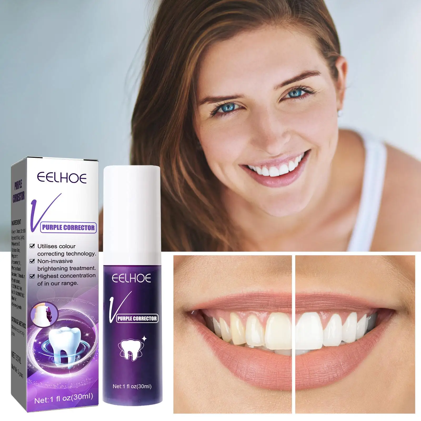 Roxo Bottom Press Creme dental, Mousse De Limpeza De Dentes, Branquece Remoção De Manchas De Respiração, Mousse, Refresca, X4b6, 30ml