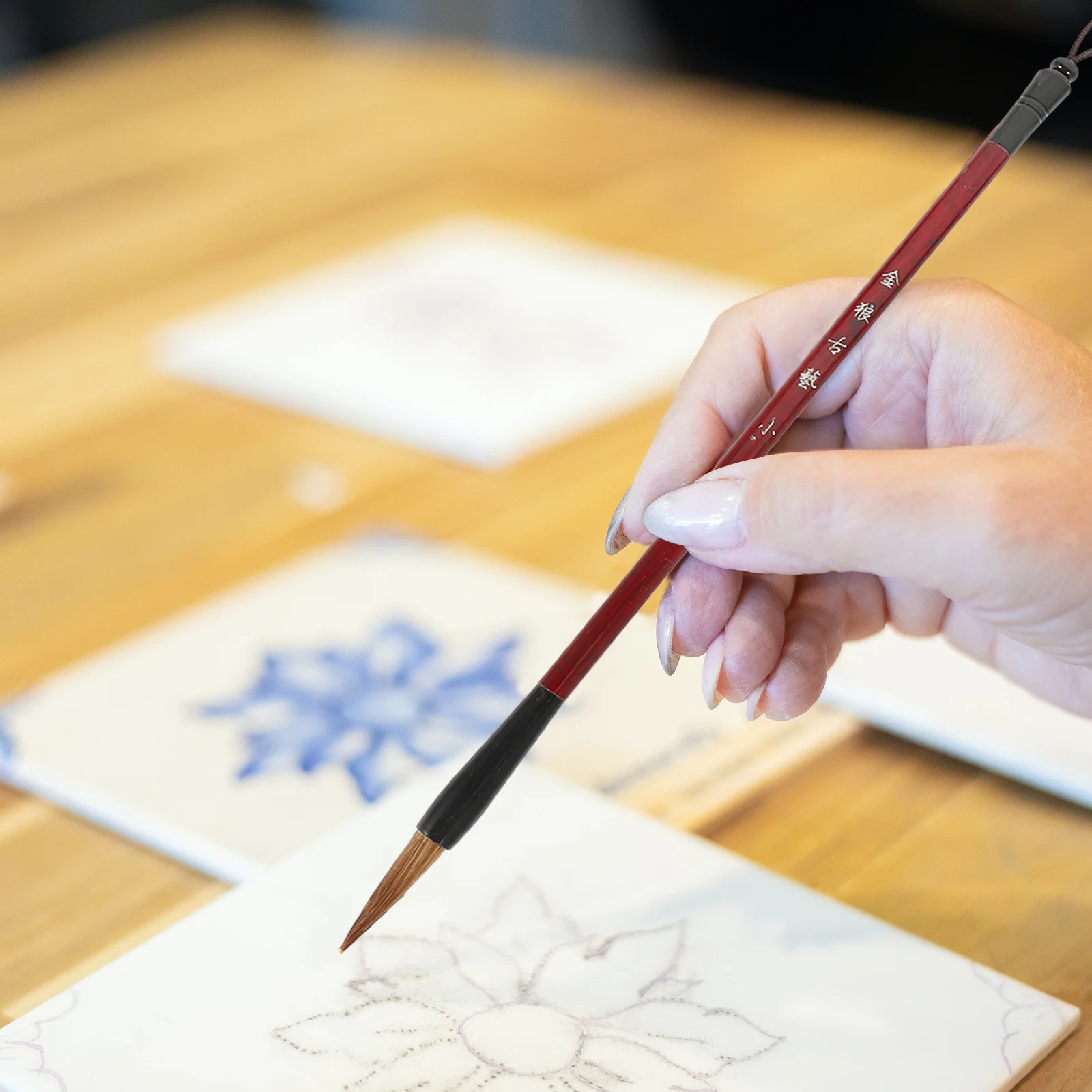 

3Pcs Wolf Hair Calligraphy Brush Professional Chinese Writing Tools Portable Lightweight Smooth Ink Absorption Drawing Painting