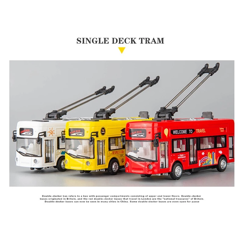 1:50 Kids Toys Alloy Bus Model London Single Decker Tram Bus Vehicles Car Toy With Light & Sound Collections