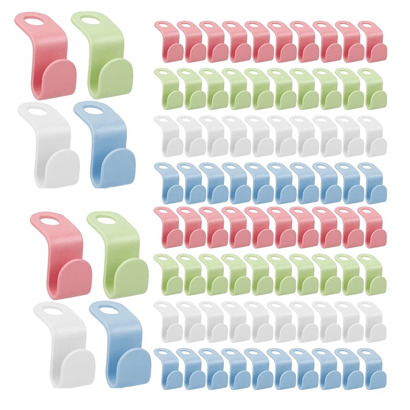 

200PCS Clothes Hanger Connector Hooks, 4-Colors Hanger Extender Hooks, Plastic Magic Cascading Hanger Hooks For Hangers