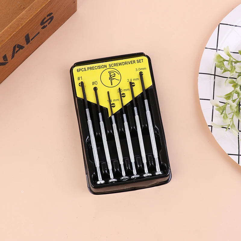 （Summer6）6 Pcs Glasses Repair Screwdriver Set With Slotted Phillips Bits Tool Steel For Watch Glasses Screw Driver Repair Tools
