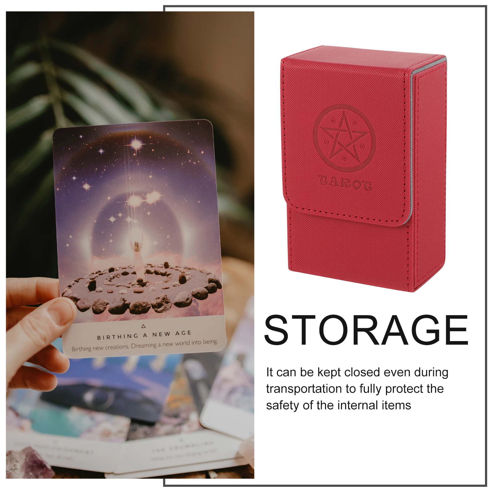 

Tarot Storage Box Cards Holder Large Capacity Small Size Portable Container PU Material Anti Rust Water Proof Games Organizer