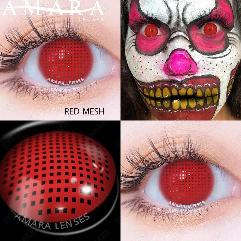 AMARA-Lentes de Contato Cosplay Vermelho para Olhos, Maquiagem, Cosmética, Festa, Natal, Beleza