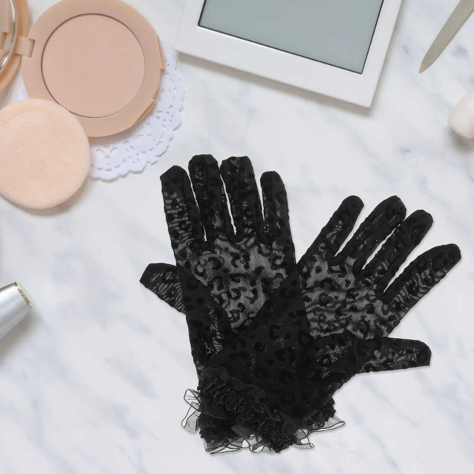 2 قطعة قفازات ليوبارد النساء شبكة تنفس خفيفة الوزن أنيقة الربيع الصيف الزفاف حفلة موسيقية أوبرا ملحق قفازات شبكية للنساء