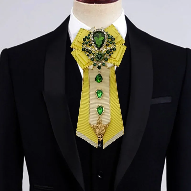 Men\'s Luxury Wedding Bow Tie British Korean Banquet Suit Shirt Collar Flowers Original Design Handmade Jewelry Rhinestone Bowtie